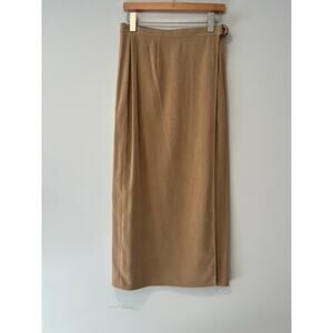 Vintage Talbots Straight Long Wrap Skirt Tan w Stretch Size 8 JL